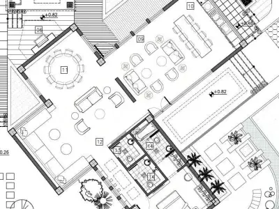 Small Modern Villa House Plan with Large Yard  1 Master Bedroom 3D model