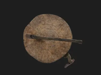 Axe old rusty Low-poly 3D model