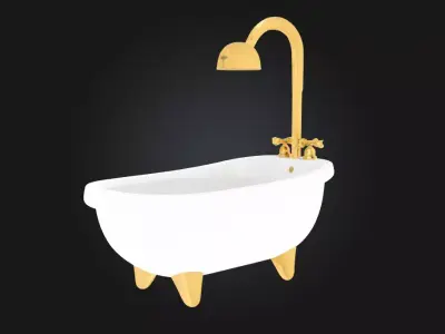 Golden Tub  Luxurious Elegance in a Classic Bath Fixture 3D model