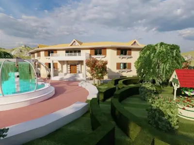 Casa Scene-villa-modern house 3D model 68