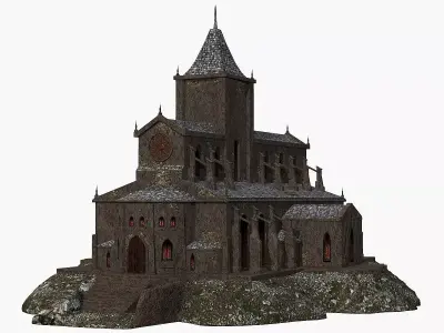 Cathedral gothic church Low-poly 3D model