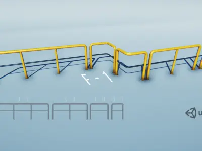 Modular Game-ready modern railings Low-poly 3D model