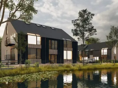 House with pond  Archicad  lumion 12 3D model