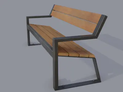 4 Street bench pack Low-poly 3D model