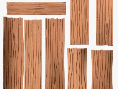 Stylized Wood Planks Low-poly 3D model