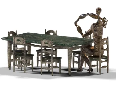  Sculpture Dining Table Low-poly 3D model
