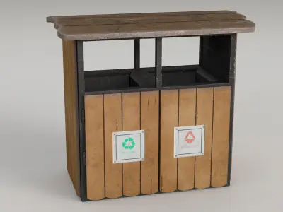 wood street bin Low-poly 3D model