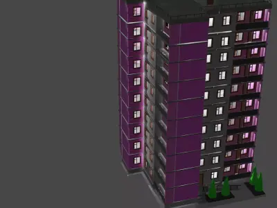 9 storey building 3D model