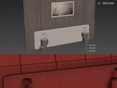 Decorative V102 Wall Panels Headboard 3D model