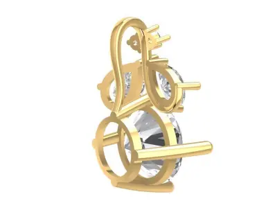 Elegant Round Diamond Pendant with Pear Accent 1882 3D print model