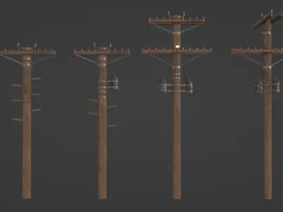 Electric Poles Low poly game ready Low-poly 3D model