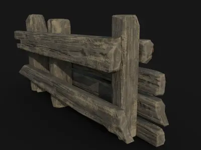 wooden baricade Low-poly 3D model