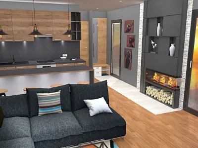 mobile home vacation house tiny house on 36m2 Low-poly 3D model