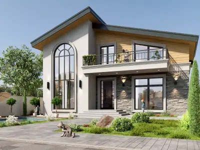 Villa Low-poly 3D model