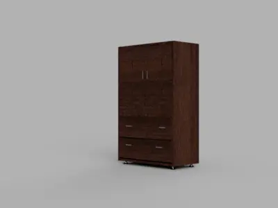Modern Wooden Office Storage Cabinet with Drawers and Shelves Low-poly 3D model