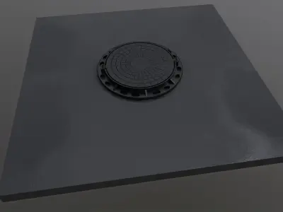 Manhole plate with hole in it Free low-poly 3D model