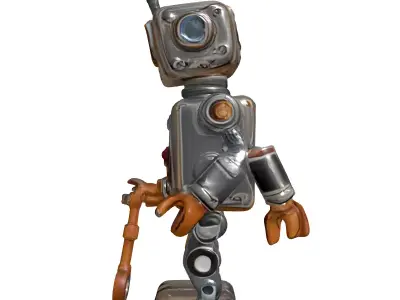 Retro Rusty Robot Character Model Low-poly 3D model