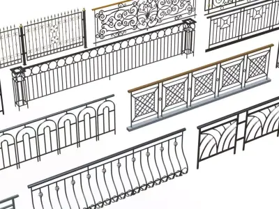 Hand rail fence 3d model wroguht 3D model