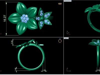 Fancy flower ring 3D print model