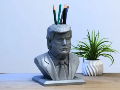 President trump bust pen holder Perfect Gamer Gift 3D print model