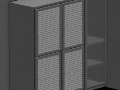 wooden cabinet Low-poly 3D model