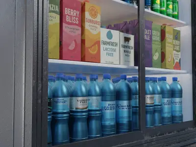 Commercial Double Door Display Fridge  Game Ready PBR Low-poly 3D model