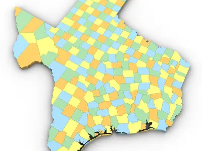 Texas Political Map 3D model
