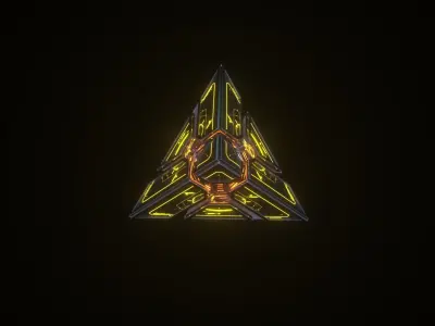 Triangular Pyramid Triangle Cube Matrix Core Energy Block Core 3D model