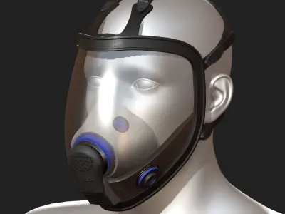 Gas mask protection futuristic fantasy plastic  Low-poly 3D model