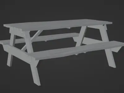 Low-Poly Realistic Wooden Picnic Table Low-poly 3D model