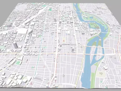 Cityscape Okayama Japan 3D model