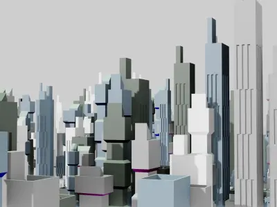 sci-fi city Low-poly 3D model