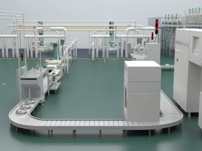 Factory production line 3D model