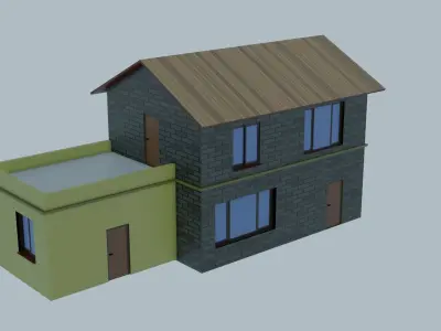 3d low poly house model Low-poly 3D model