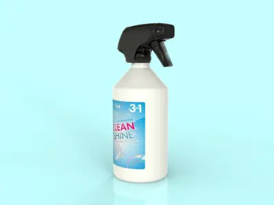 White plastic spray bottle - detergent  cleaning  3D model