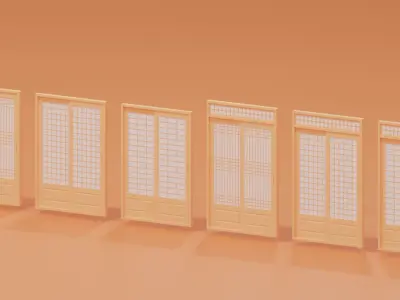 Korean Interior Door Collection 3D model