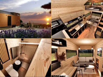 house on wheels tiny house on 20ft Low-poly 3D model