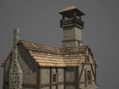 Medieval fortress Low-poly 3D model