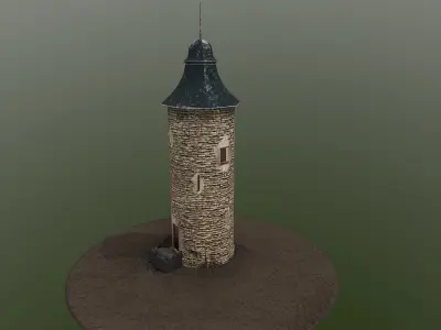 Medieval Guard Tower 01 Low-poly 3D model