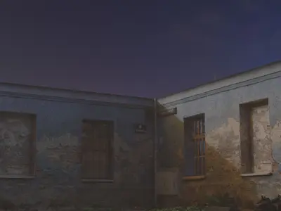 Derelict Wall-6 Low-poly 3D model