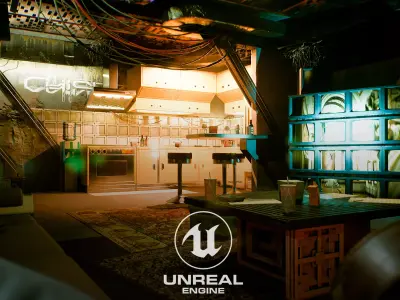 Cyberpunk Flat Environment Kit UE5 Low-poly 3D model