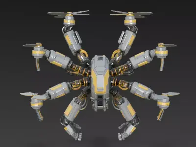 Industrial Multi Arm Drone Low-poly 3D model