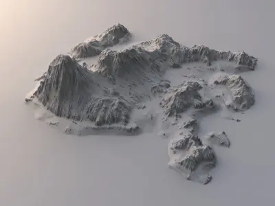 Tropical Island Terrain 9 Low-poly 3D model