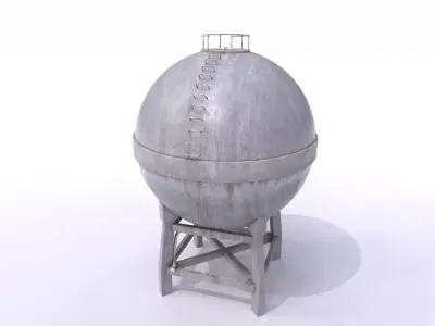 Concrete water tower 2 Low-poly 3D model