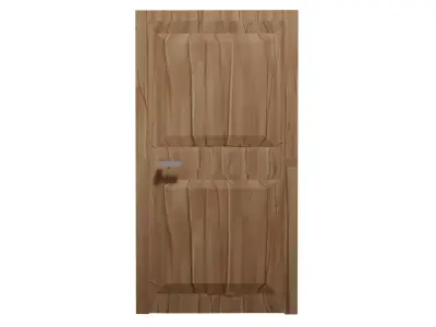 Stylized Hand painted wooden door Low-poly 3D model