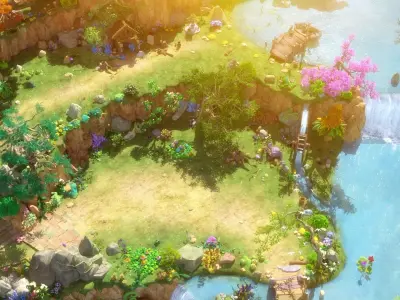 Cartoon Cliff Scene 3D model