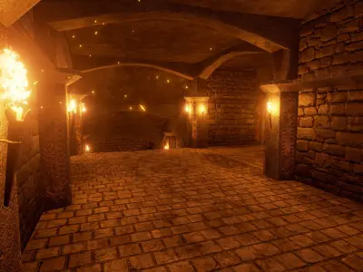 Modular Dungeon PBR Low-poly 3D model