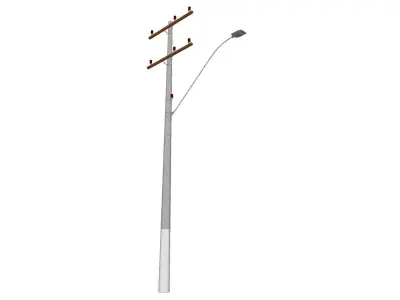 Concrete Lamp Post - Light Pole - Light Post - Street Light 27 3D model