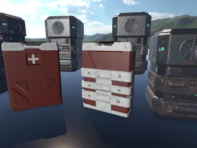 Sci-Fi Robots and Props Pack Low Poly Unity and Blender and FBX Low-poly 3D model