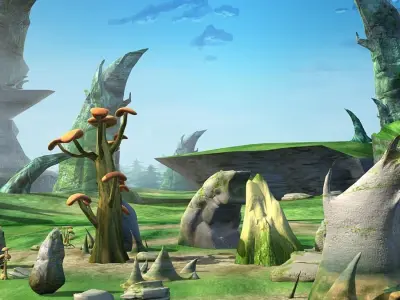 Cartoon Stone Forest Scene 3D model